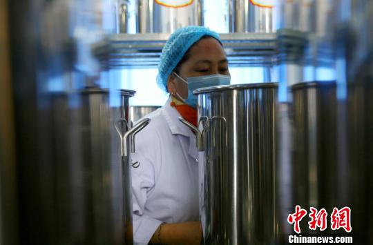 甘肃省夏河县藏医院工作人员正在查看储藏的药品。　高展 摄